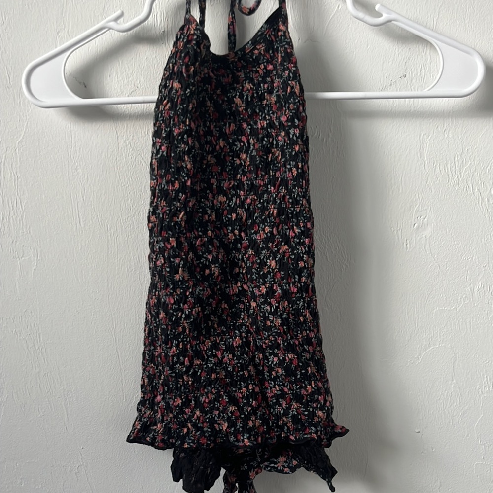 American Eagle Outfitters Black and Pink Floral Tank Top
